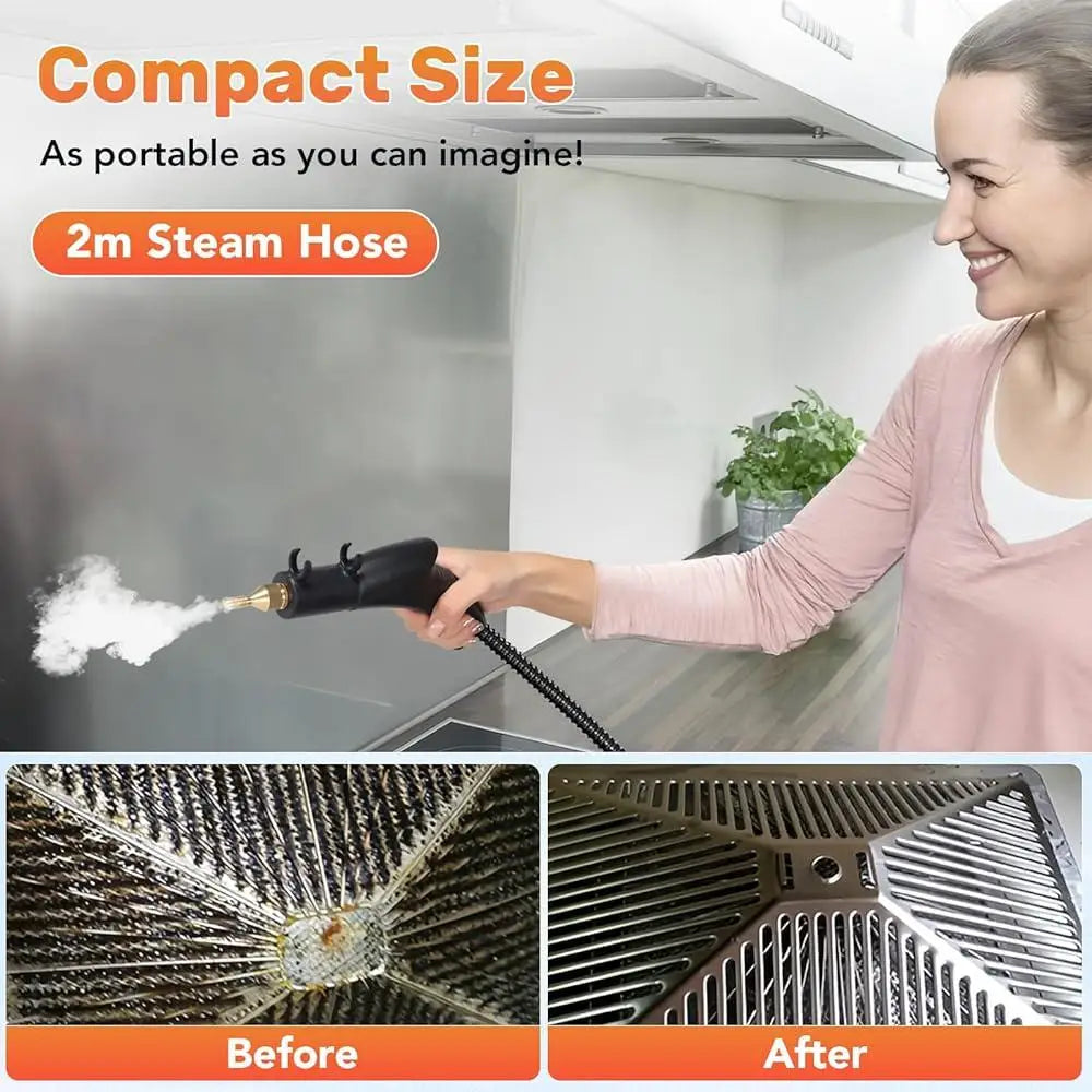 Handheld Steam Cleaner 1500ml High Pressure 2500W Portable Steam Machine with 3 Brush Heads for Home Furniture Cleaning