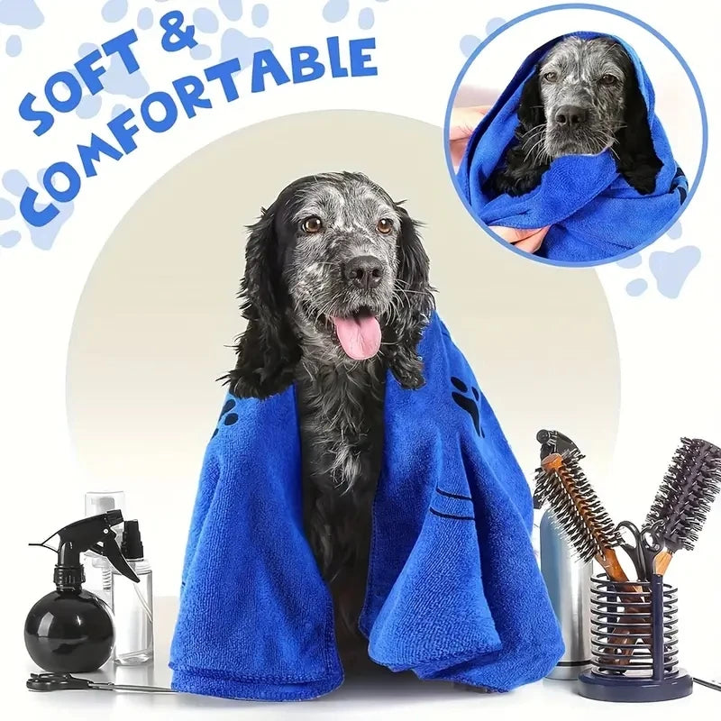 2pcs Soft Microfiber Dog Towels Quick Dry Absorbent Pet Bath