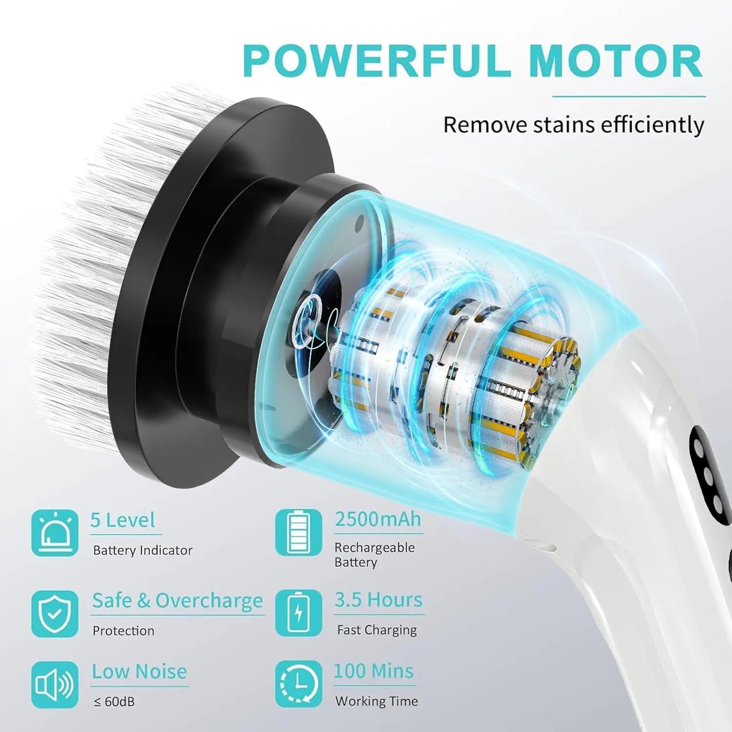 Cordless Electric Cleaning Brush with 7 Versatile Heads