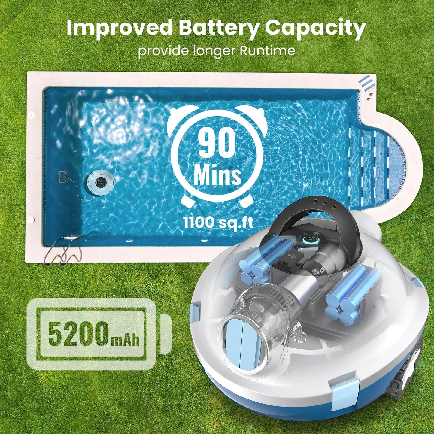 INSE Y10 Cordless Robotic Pool Vacuum Cleaner With Self Parking