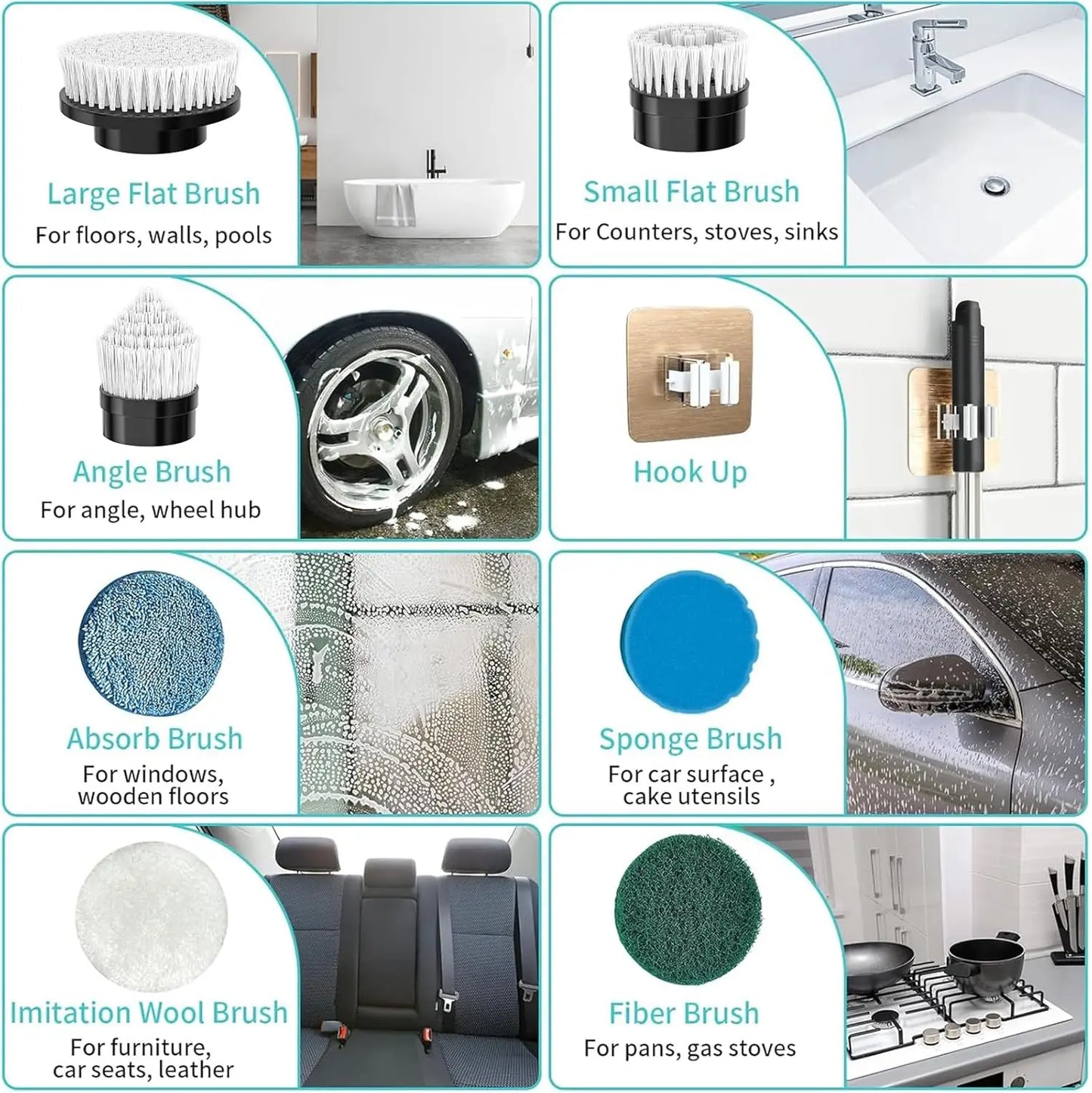 Cordless Electric Cleaning Brush with 7 Versatile Heads