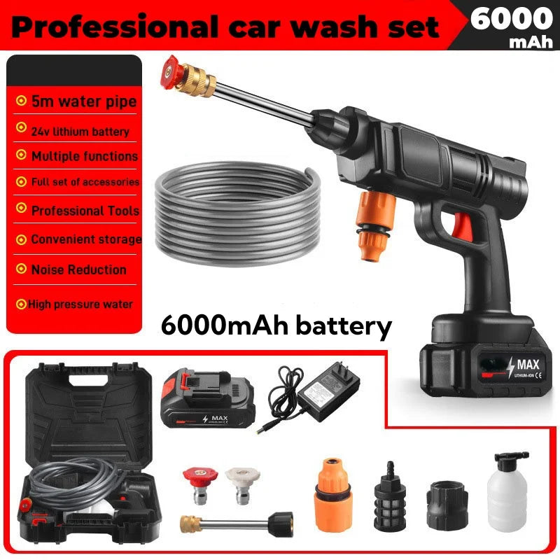 Rechargeable Portable Pressure Washer with Toolbox for Car Wash and Surface Cleaning